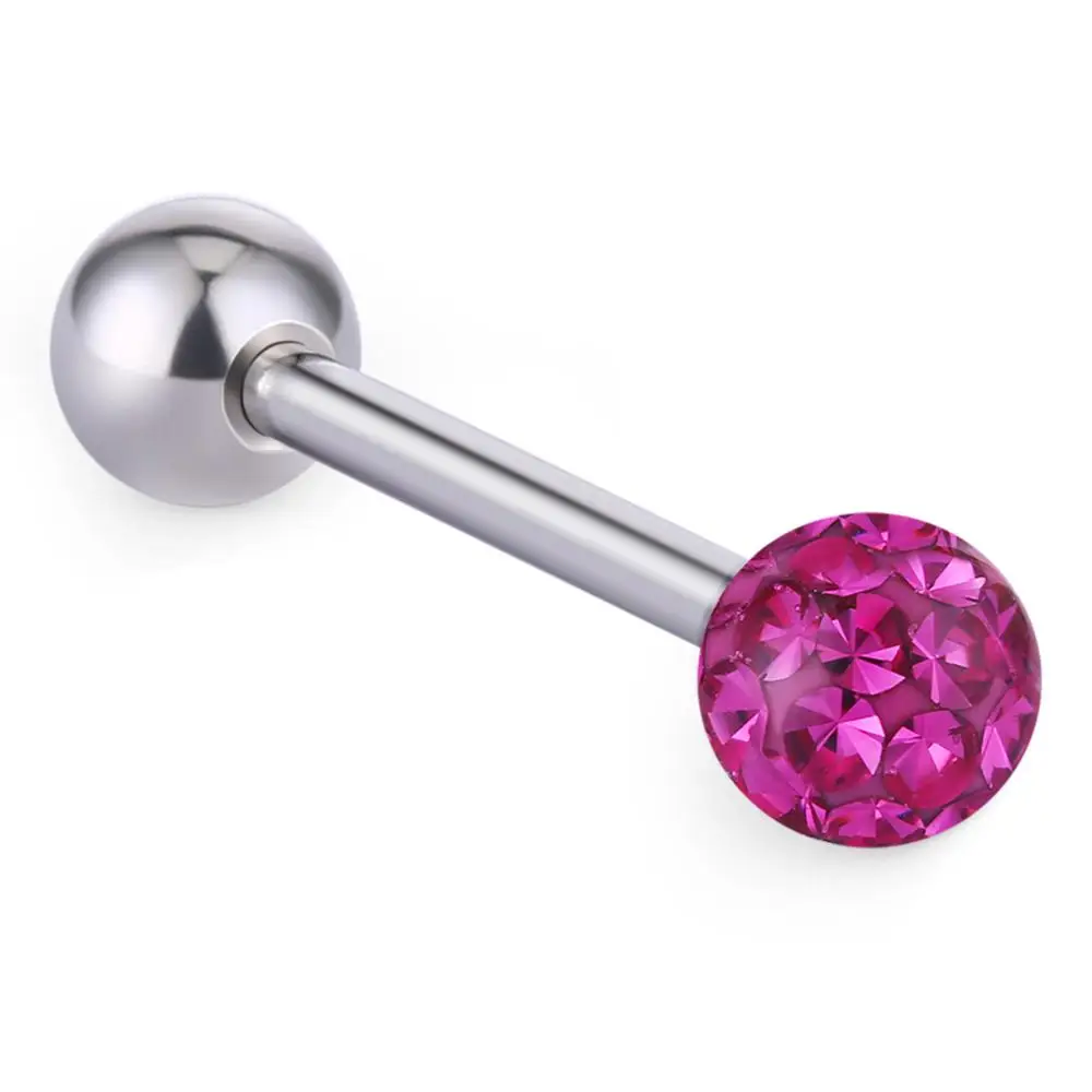 1pc Purple 1 шт./лот эпоксидный CZ драгоценный камень сияющий хрустальный шар кольцо-пирсинг в язык гипоаллергенный штанга нержавеющая сталь 14 г Украшения для тела SD082 - Окраска металла: 1pc Purple
