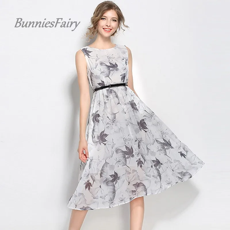 BunniesFairy 2017 летние платья в стиле знаменитостей китайском с чернильным принтом