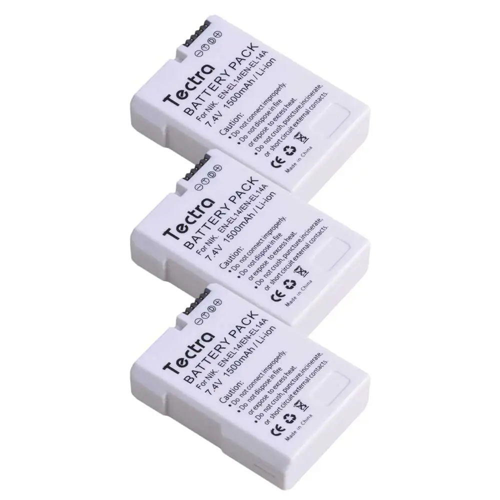 3 batteries 4 шт. 1500 мА/ч, EN-EL14A EN-EL14 ENEL14 Батарея+ ЖК-дисплей Зарядное устройство для Nikon D3100 D3200 D3300 D3400 D3500 D5600 D5100 D5200 P7000 - Цвет: 3 batteries
