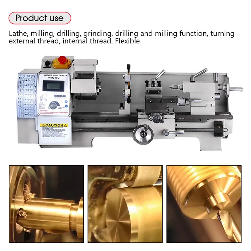 Mini Variable-Speed High-Precision DIY Metal Lathe Bench Top Digital RPM 750W For Parts Turning Repair Lathe Center Tool Machine