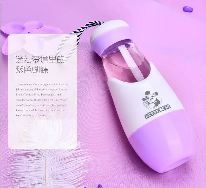 Медведь Детский мультфильм drop-устойчив удобство Стекло бутылка для воды студент воды подарки Открытый путешествия