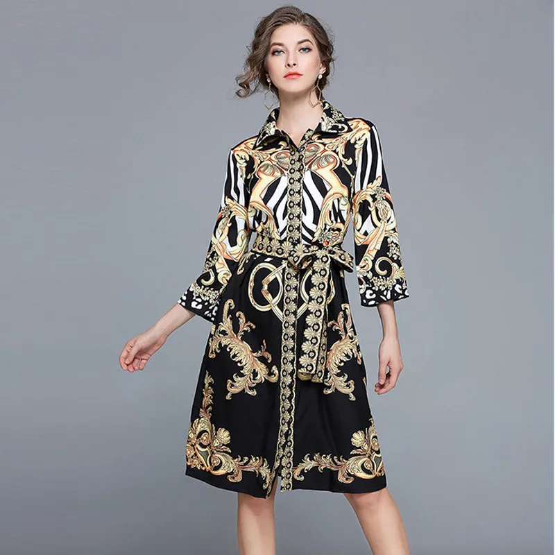 Роскошные Длинные платья весна 2019 европейский модный Русский стиль рукав 3/4