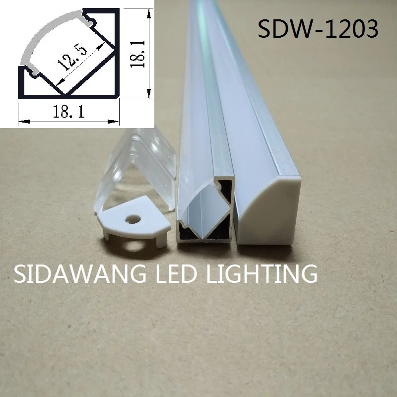 10 шт. (20 м/упак.) 2 м/катушка угловой СВЕТОДИОДНЫЙ алюминиевый профиль с диффузором