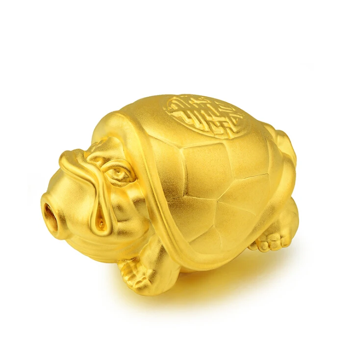 

New 999 Real 24k Yellow Gold Pendant 3D Unisex Great Bless Tortoise Pendant 2.9g