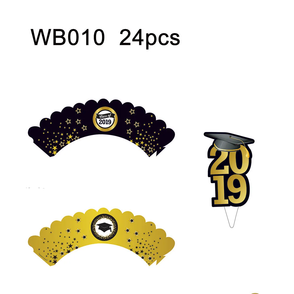 2019 торт Топпер Декор для выпускного вечера обертка кексов класс тема вечерние