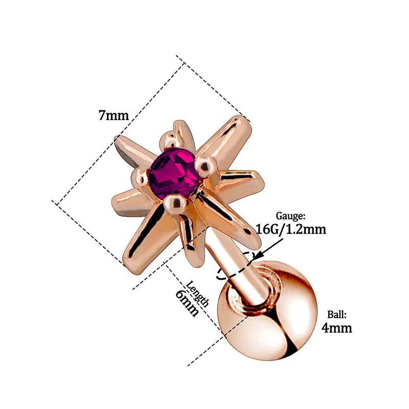 Серьги гвоздики с фианитом 16 г|Украшения для тела| |
