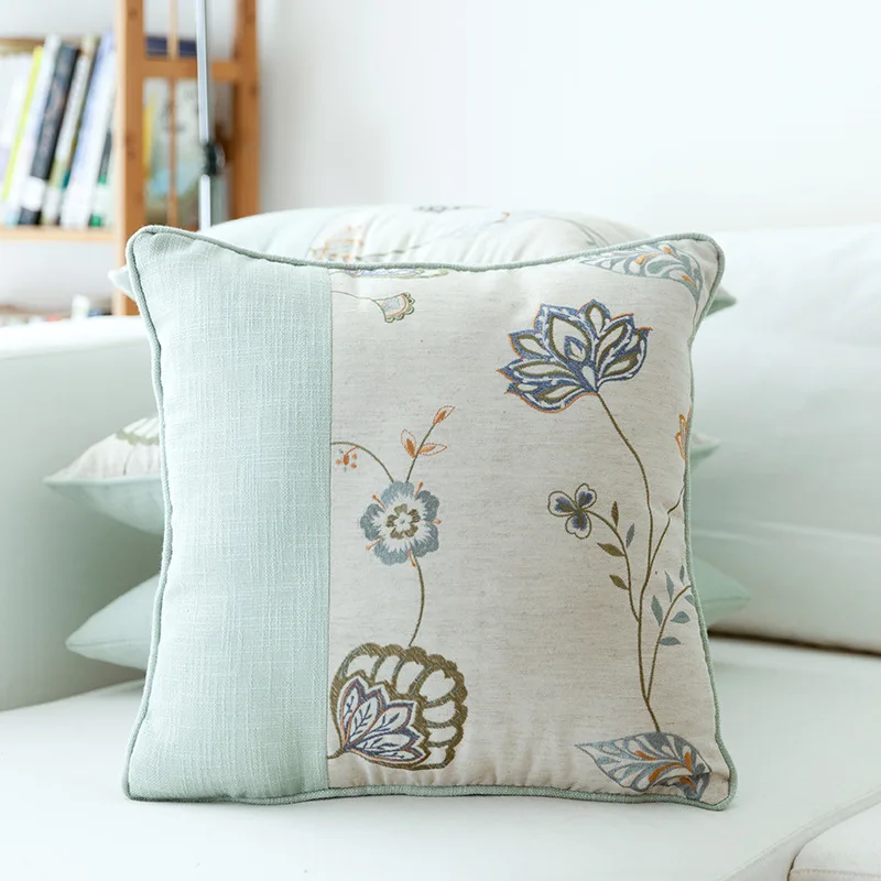 Простая кровать большая подушка Современная хлопковая и льняная Цветочная