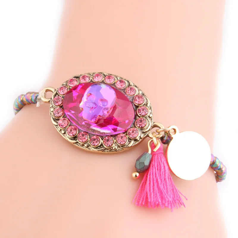 Бренд NeeFuWoFu браслеты с черепами и кристаллами брендовый браслет из дерева в