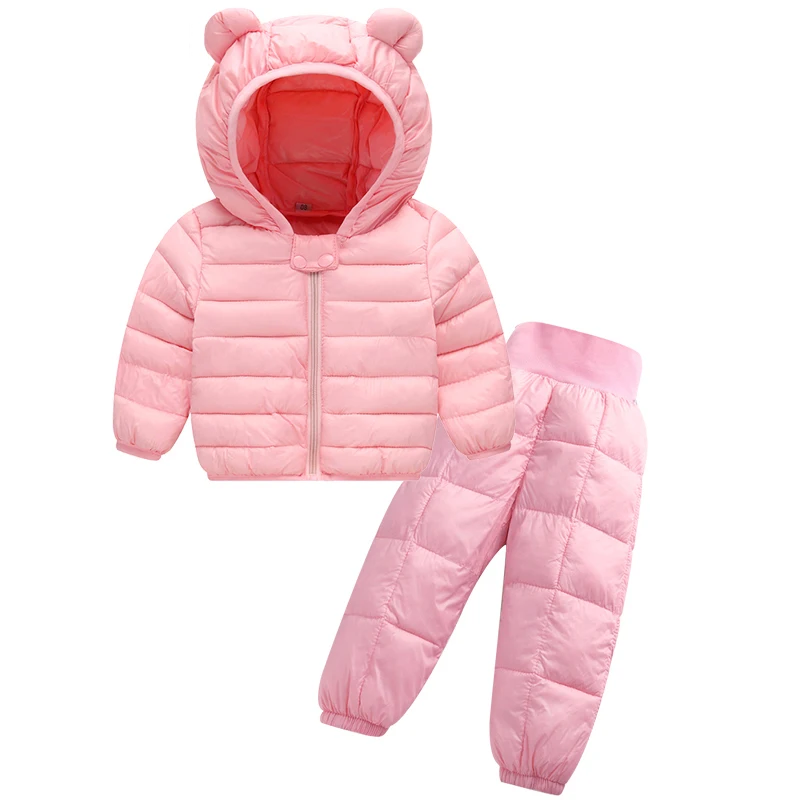 Winter Baby Boys And Girls Clothing Sets Full Sleeve Warm Down Coat Pants 2 Pcs Suit For Kids Jacket Children Outerwer | Детская одежда