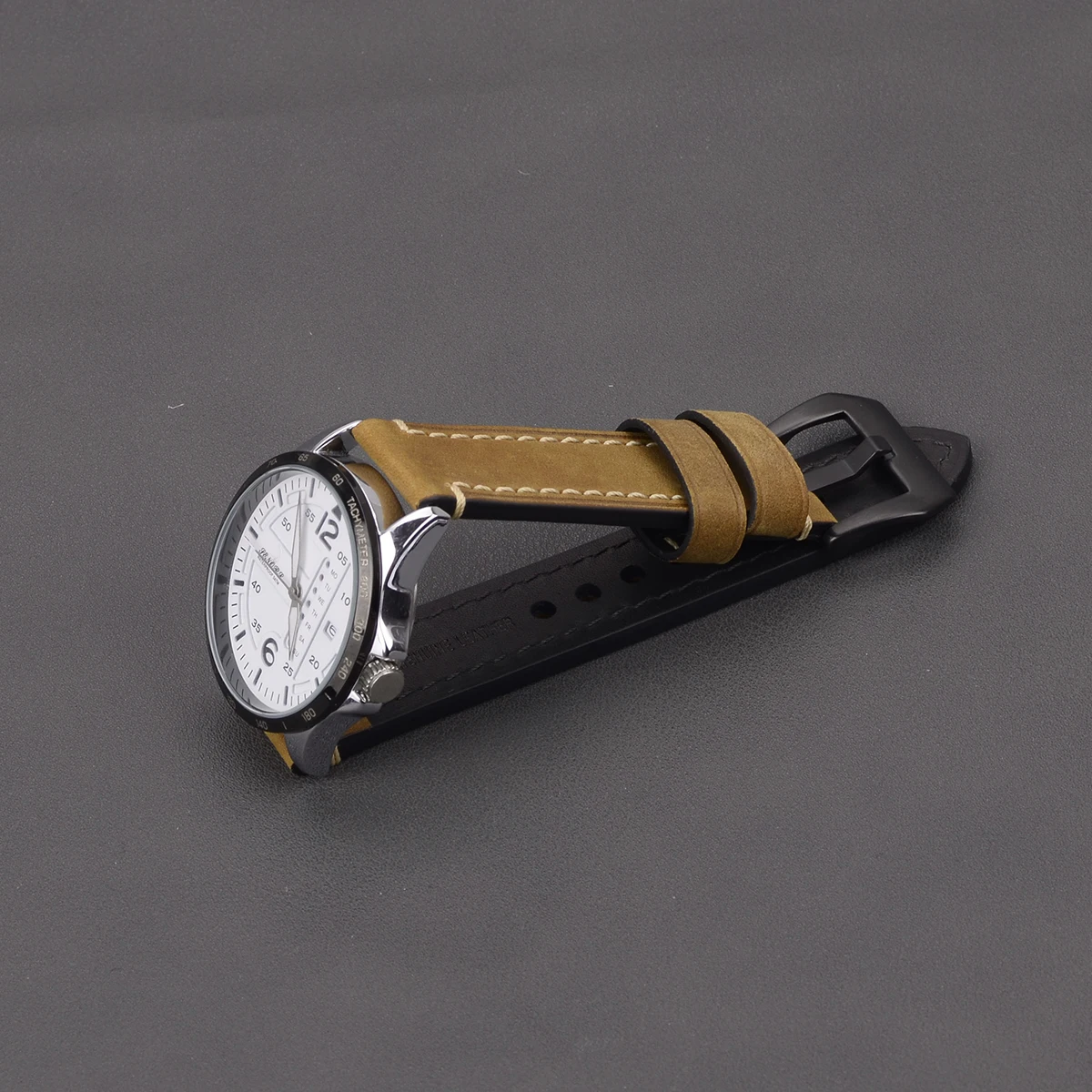 Tan BlkBuckle EACHE 20 мм-26 мм Crazy Horse ремешок из натуральной кожи с черными пряжками - Цвет ремешка: Tan BlkBuckle