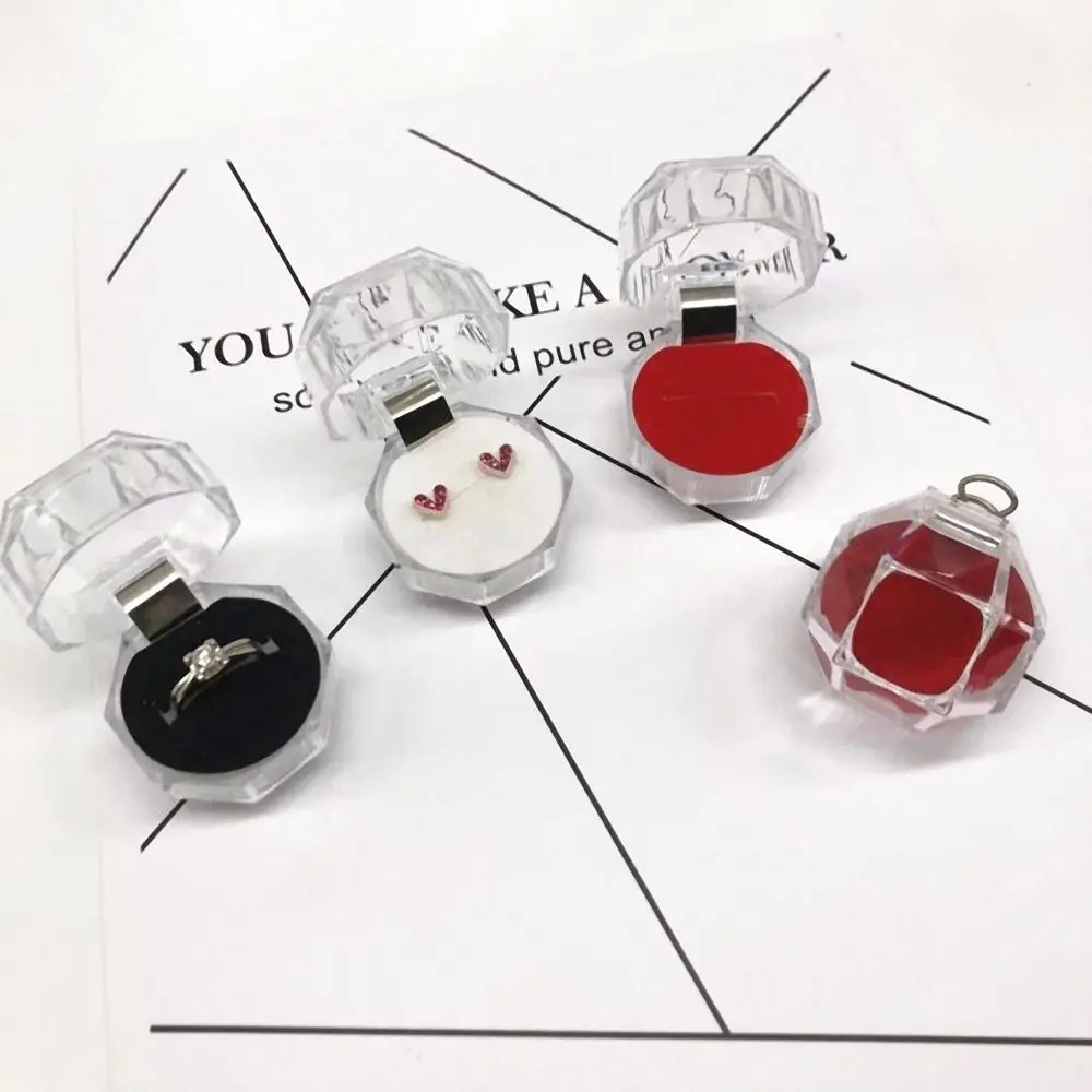 Прозрачный акриловый мини дисплей для колец 1 шт. пыленепроницаемый органайзер