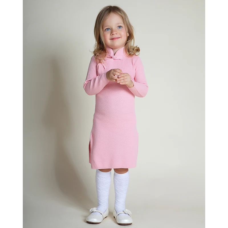 Girls Winter Sweater Dresses Toddler Baby Spring Qipao Chinese Knit Year Dress Thicker Red Pink Cheongsam | Детская одежда и обувь
