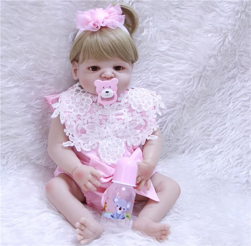 Настоящие светлые волосы для девочек bebe полностью силиконовые куклы reborn 22 &quot55 см