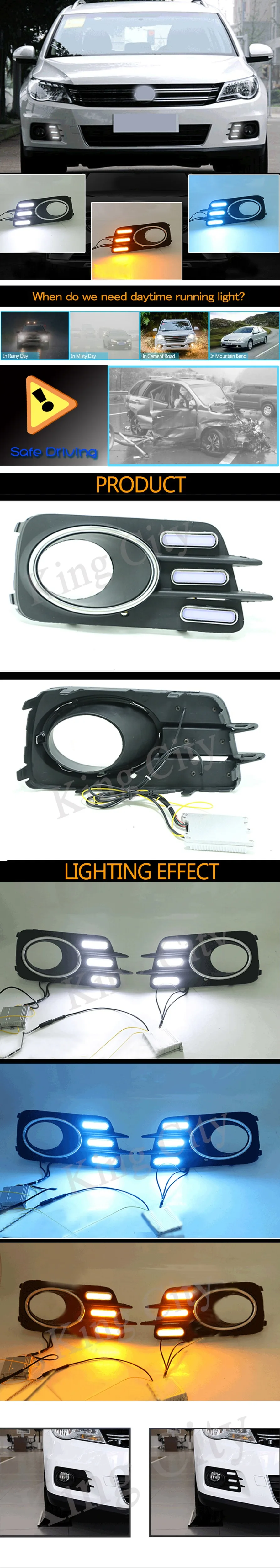 Capqx 1 пара для Volkswagen Tiguan 2010-2012 Светодиодный дневной ходовой свет DRL Дневной свет ПТФ в передний бампер крышка лампы рамка