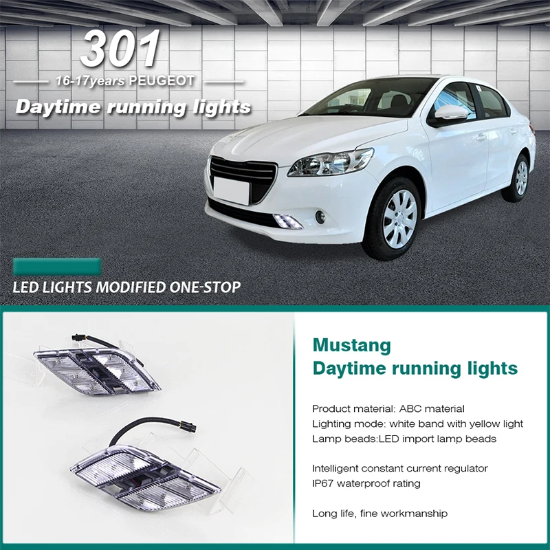 ROADOT drl Светодиодный дневной светильник для Peugeot 301 2014 2015 ходовой с поворотным