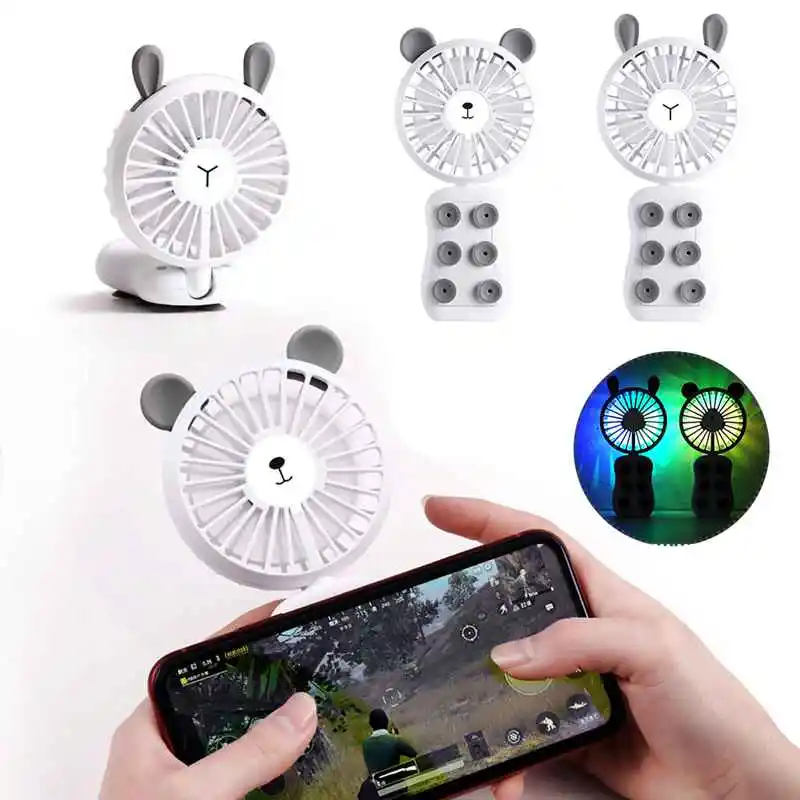 Portable Usb Mini Fan Adsorb Mobile Phone Electronic Gadgets Night Light Handheld Accessories 2 Winds Adjustable |