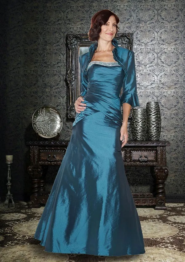 Sheath Floor-length Strapless Blue Taffeta Ruffles Mother Of the Bride 2015 Dresses - of | Свадьбы и торжества