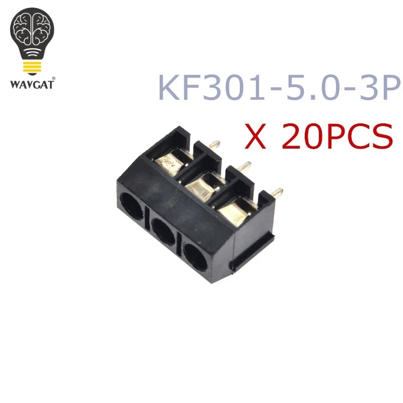 20 шт./лот KF301 3P винт 3Pin 5 0 мм прямой контакт PCB винтовой блок черный
