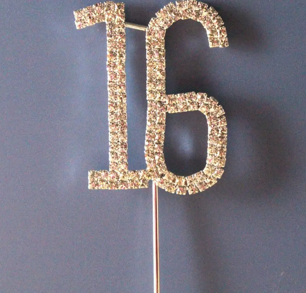 

Rhinestone Sweet Sixteen 16 Number happy 16th birthday party decoration Cake Cupcake Topper