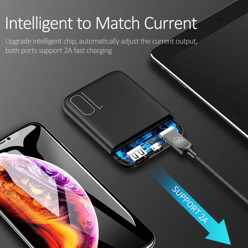 10000 мАч светодиодный цифровой мини внешний аккумулятор USAMS Dual USB Powerbank Быстрая