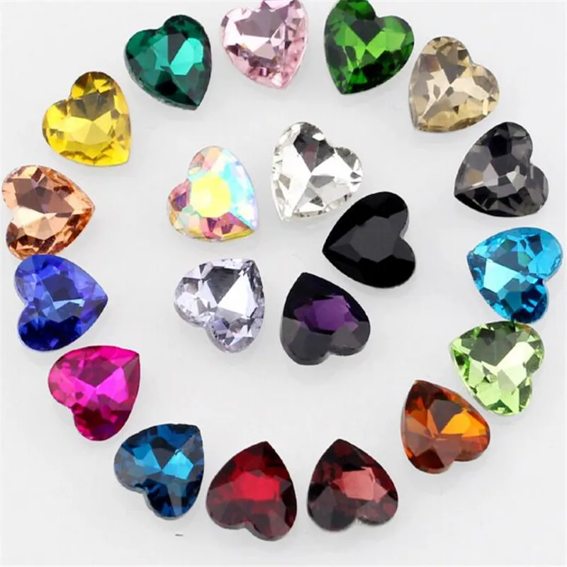 Стразы разных размеров в форме сердца стразы из стекла для украшения одежды | Дом