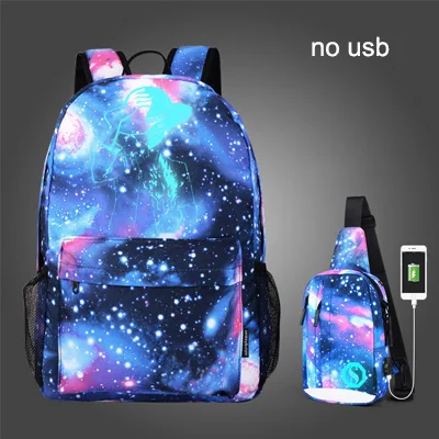 Растерянная овечка, школьные сумки для девочек, для мальчиков, USB, Противоугонный, Светящийся рюкзак, для подростков, водонепроницаемый, звездное небо, сумка, Снова в школу, сумки для ноутбука - Цвет: Style7