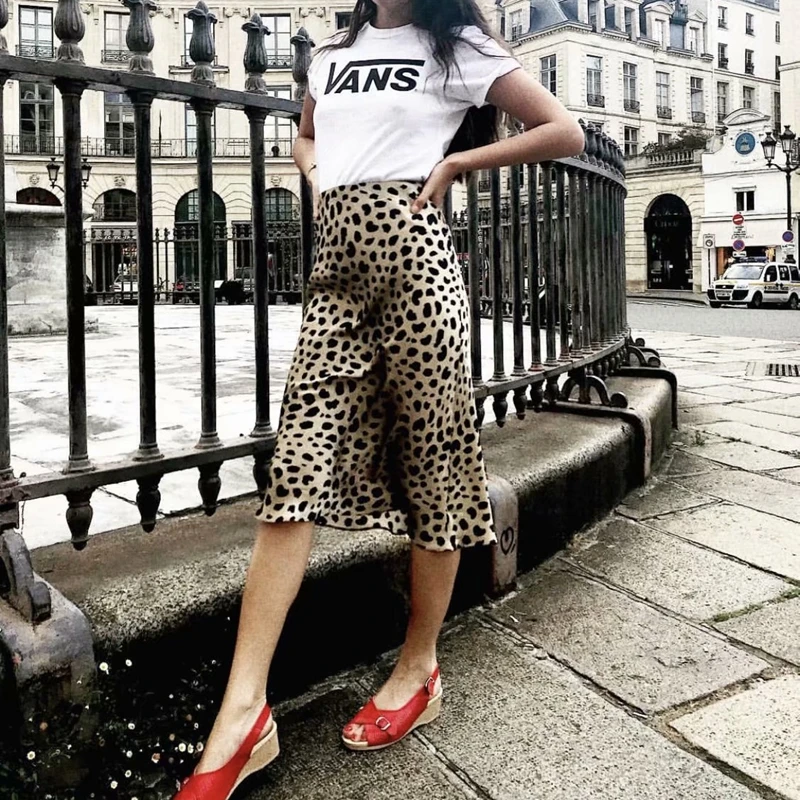 2020 летние винтажные леопардовые юбки в Корейском стиле Женская длинная юбка