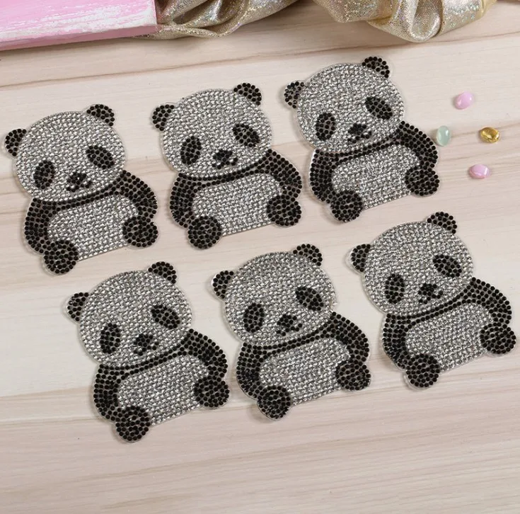 Панда стразы кристаллы нашивки с блестками Diy Горячая фиксация блестящая