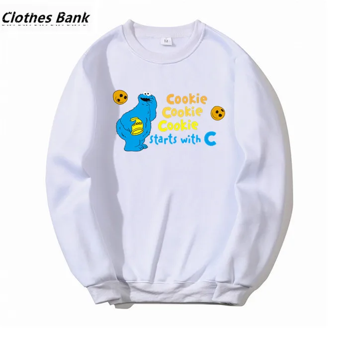 The Sesame уличное печенье монстр Забавный принт забавные хип хоп Crewneck толстовки зима