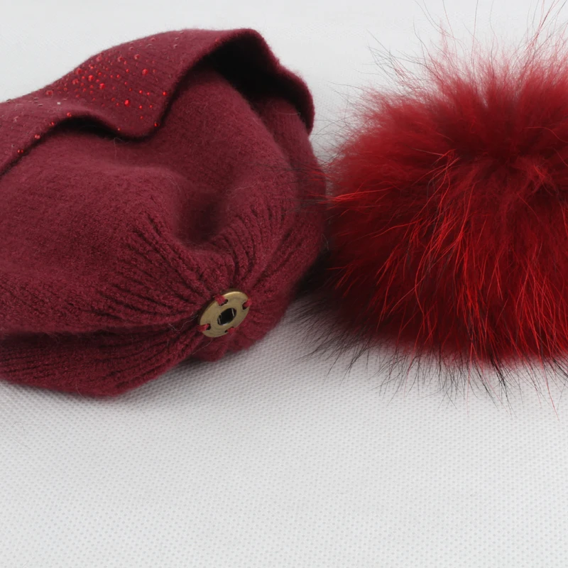 Женские зимние шерстяные головные уборы с помпоном женская вязаная теплая шапка