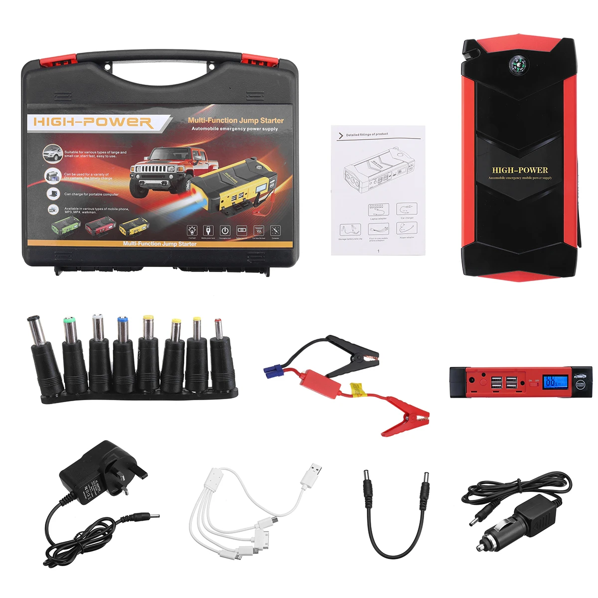 Высокая мощность 12 В 82800 мАч 4USB автомобильное зарядное устройство пусковое автомобильное пусковое устройство усилитель мощности инструмент для банка комплект для автоматического пускового устройства