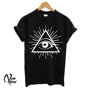 Все видя глаза печатные мужские футболки ILLUMINATI культ крест тройник SWAG TUMBLR хип-топ футболка унисекс больше размеров и Colo-A376