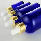 10 шт.лот, 10 мл, 20 мл, 50 мл, 100 мл, пустая стеклянная капельница голубого цвета, бутылка косметических жидких масел с золотой крышкой и стеклянной капельницей