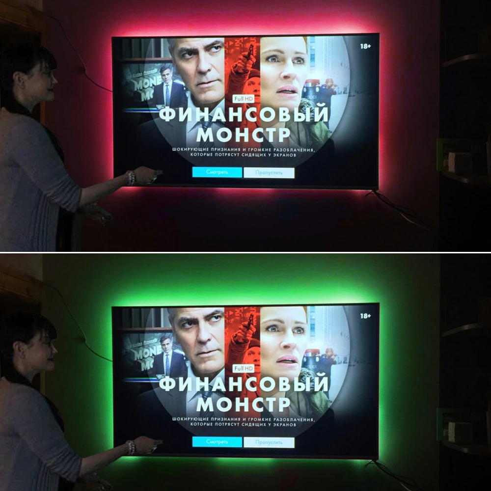 Светодиодный ленточный светильник RGB/белый/теплый белый 5В питание USB 2835 3528 SMD HD ТВ