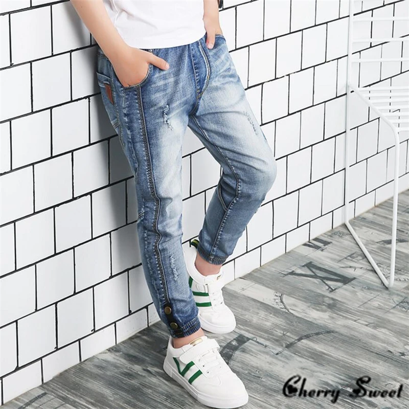 2019 Весенняя детская одежда однотонные тонкие джинсы для маленьких мальчиков