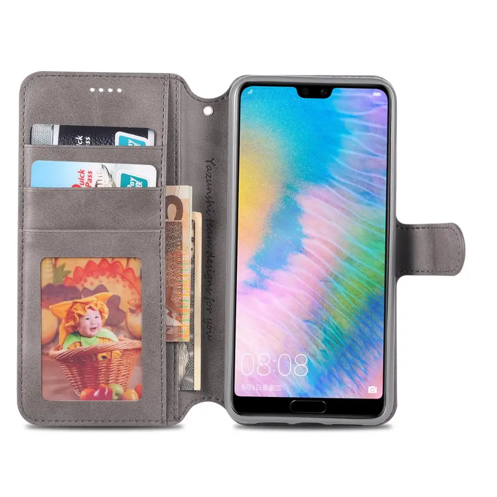 Роскошный кожаный чехол для Huawei P20 Lite Pro силиконовый чехол-кошелек с держателем