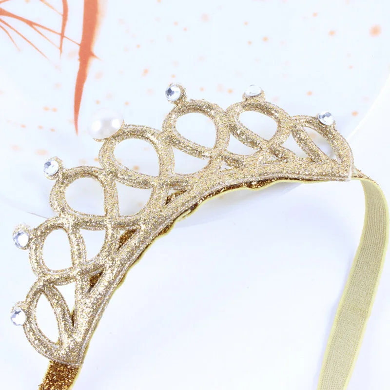Повязка на голову для новорожденных золотистая/серебристая|crown baby headband|princess tiara