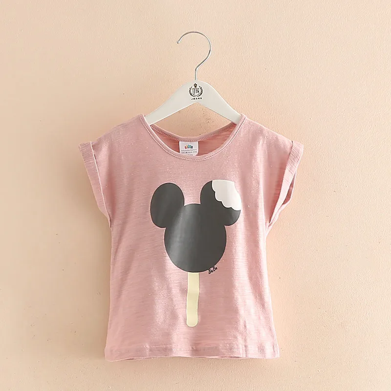 

2-6T Cute Gray&White&Pink Short Sleeve Cotton T-shirt for Toddler Baby Girls Clothes Infant Cat T Shirt Girls Tops Kids Clothing