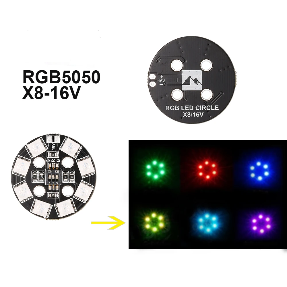 Matek RGB LED круглая доска световая 7 видов цветов X8 16V для Мультикоптер FPV RC