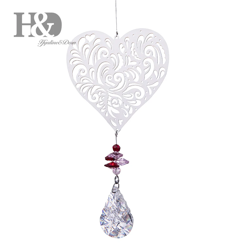 Heart H& D Хрустальный Ловец Солнца Радужный производитель, жизнь подсолнуха Радуга Висячие Ловец Солнца для окна счастливые подарки на день рождения - Цвет: Heart
