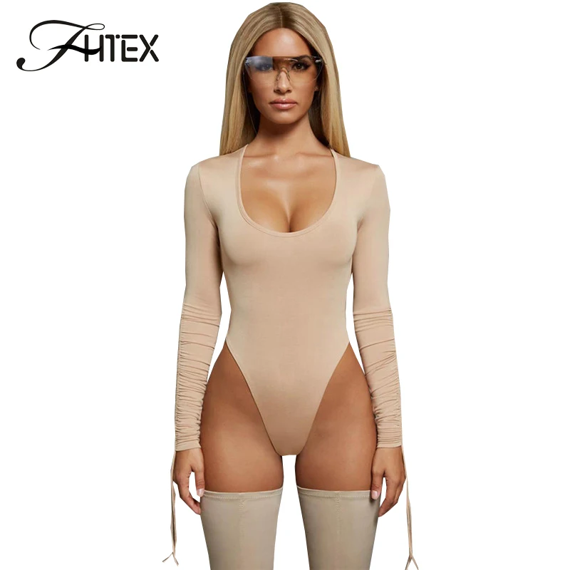 Женские Боди со шнуровкой FHTEX однотонные облегающие боди из органической кожи с