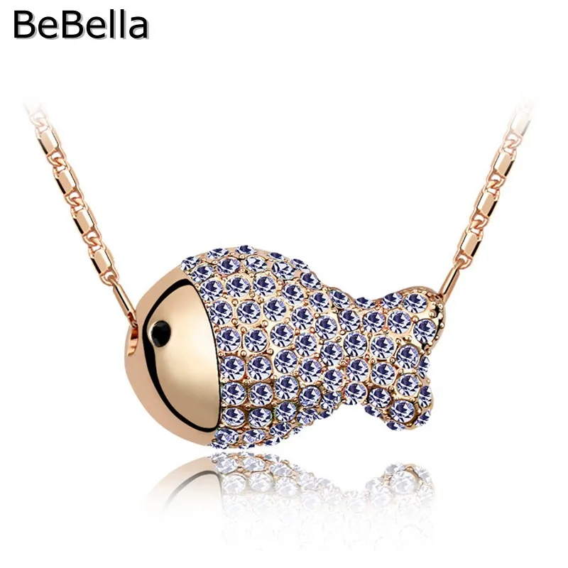 BeBella позолоченная Милая рыбка кулон ожерелье Модные ювелирные изделия для женщин