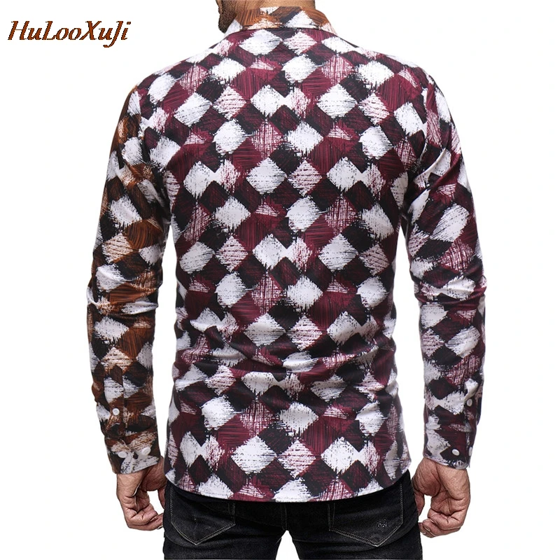 HuLooXuJi Men Spring Shirt Plaid Basic Casual Business Turn Down Collar Slim Fit Tops Blouses US Size:M-2XL | Мужская одежда