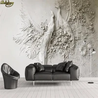 beibehang custom wallpaper 3d stereo embossed peacock tv sofa background wall painting wall papers home decor papel de parede
