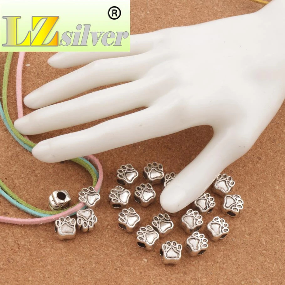 

16PCS 10x11mm Bear Paw Dog prints Animal Big Hole Beads Spacers Fit European Bracelet Jewelry DIY L1342