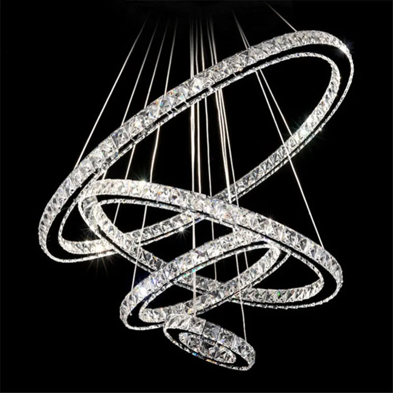 4 кольца светодиодные кристаллические люстры лампа круглое кольцо подвесные