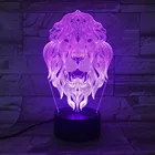 Морда Льва; Ночной светильник 7 Цвет изменение животного светодиодный ночной Светильник s 3D LED Настольная лампа для детей друзей, украшение для дома, подарок