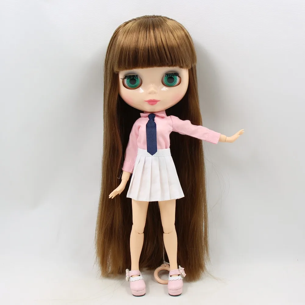Кукла ICY DBS Blyth натуральная кожа сустав тело с челкой/бахромой прямые каштановые