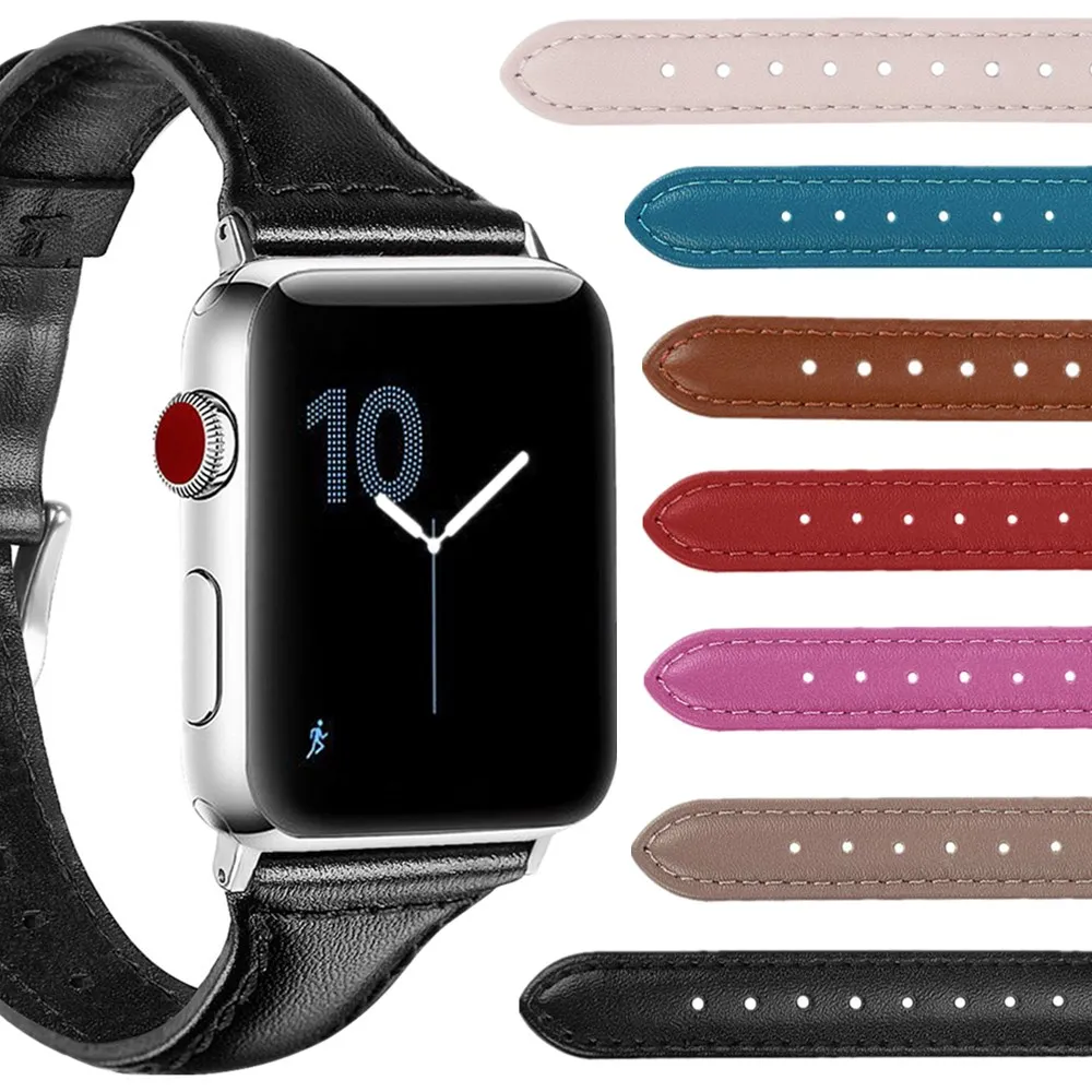 Классический Тонкий кожаный ремешок для Apple watch band 42 мм 38 мм iwatch 4 3 2 1 band 44 мм 40 мм браслет ремешок для часов аксессуары для часов