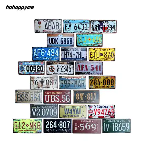 Американский номерной знак hohappyme, США, таблички, автомобильный номер, украшение для гаража, металлический жестяной знак, винтажный домашний ...